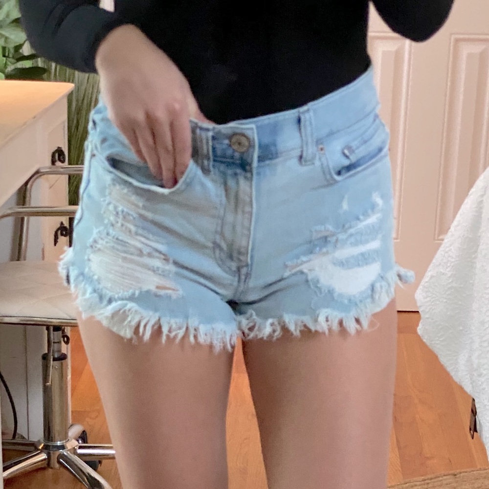 Express ripped jean shorts